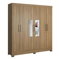 Cômoda Montevidéu E Guarda Roupa Casal Prático Amêndola Touch Com Espelho - Demóbile