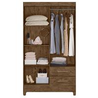 Guarda Roupa Solteiro Chile 4 Portas Castanho Wood - Moval - 3