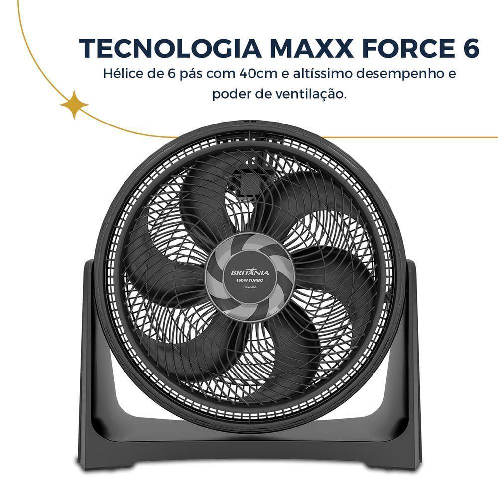 Ventilador Circulador Britânia 160W 3 Velocidades BCA40A 110V - 4