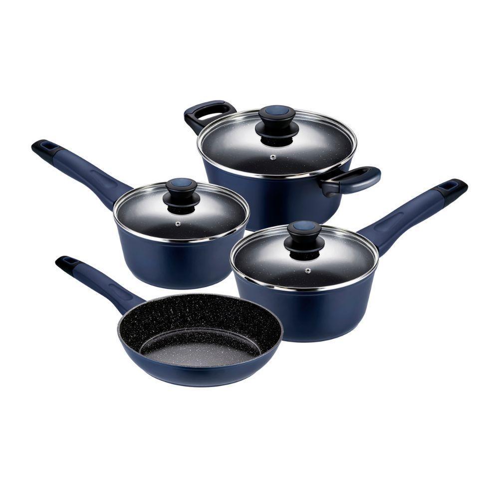 Jogo De Panelas Em Alumínio Com Revestimento Cerâmico Indução Everyday Com 4 Peças Oxford Azul - 1