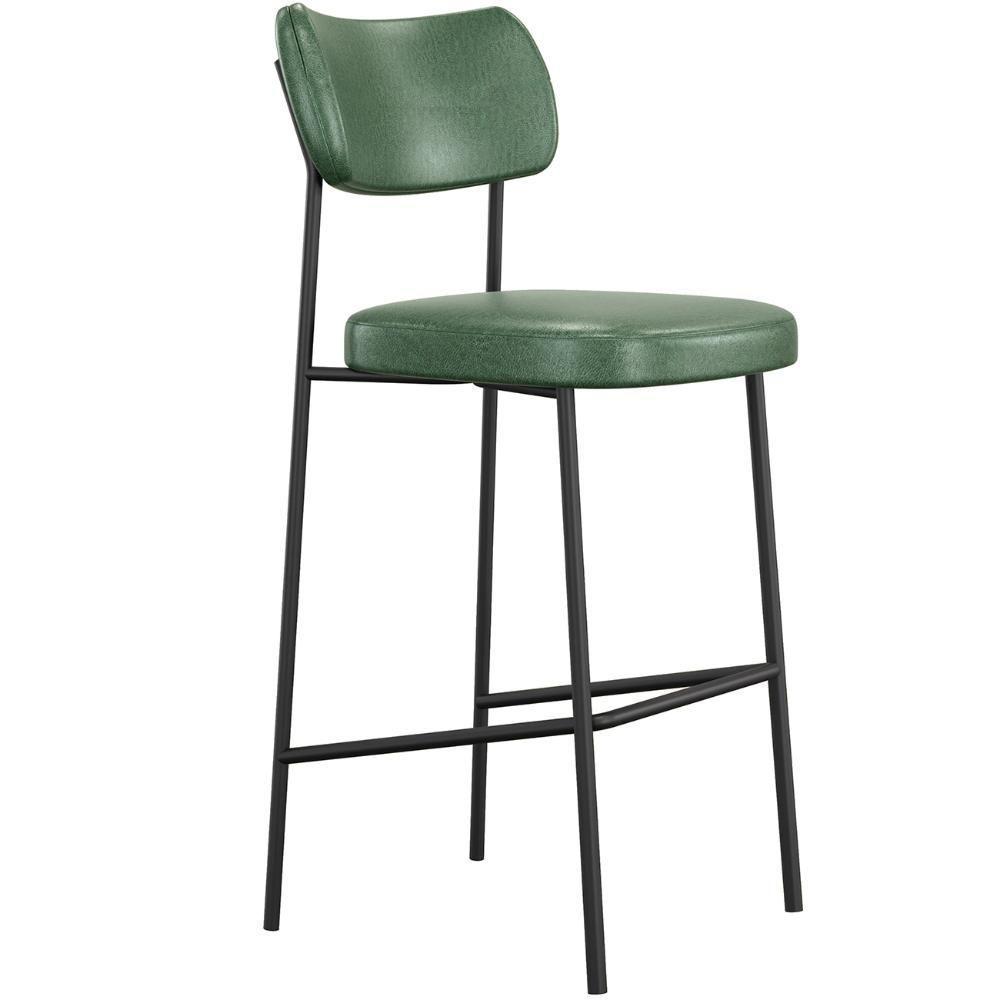 Banqueta Alta Bar Estofada Kit 2 Milli Sintético Verde A14 - Mpozenato - 5