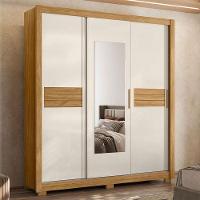 Guarda Roupa Casal Ambiente Canadá 3 Portas Freijó Off White Com Espelho - Moval - 1