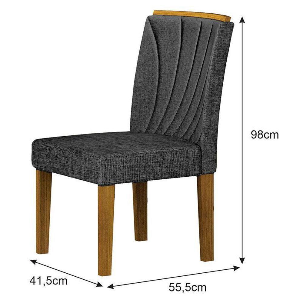 Cadeira Para Mesa De Jantar Lorena Plus Mdf Kit 2 Peças Freijó Linho Chumbo - Leifer Móveis - 2