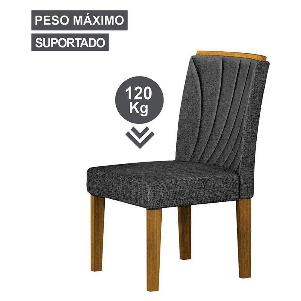 Cadeira Para Mesa De Jantar Lorena Plus Mdf Kit 2 Peças Freijó Linho Chumbo - Leifer Móveis - 3