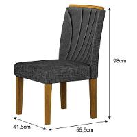 Cadeira Para Mesa De Jantar Lorena Plus Mdf Kit 2 Peças Freijó Linho Chumbo - Leifer Móveis - 2