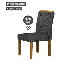 Cadeira Para Mesa De Jantar Lorena Plus Mdf Kit 2 Peças Freijó Linho Chumbo - Leifer Móveis - 3