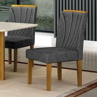 Cadeira Para Mesa De Jantar Lorena Plus Mdf Kit 2 Peças Freijó Linho Chumbo - Leifer Móveis - 5