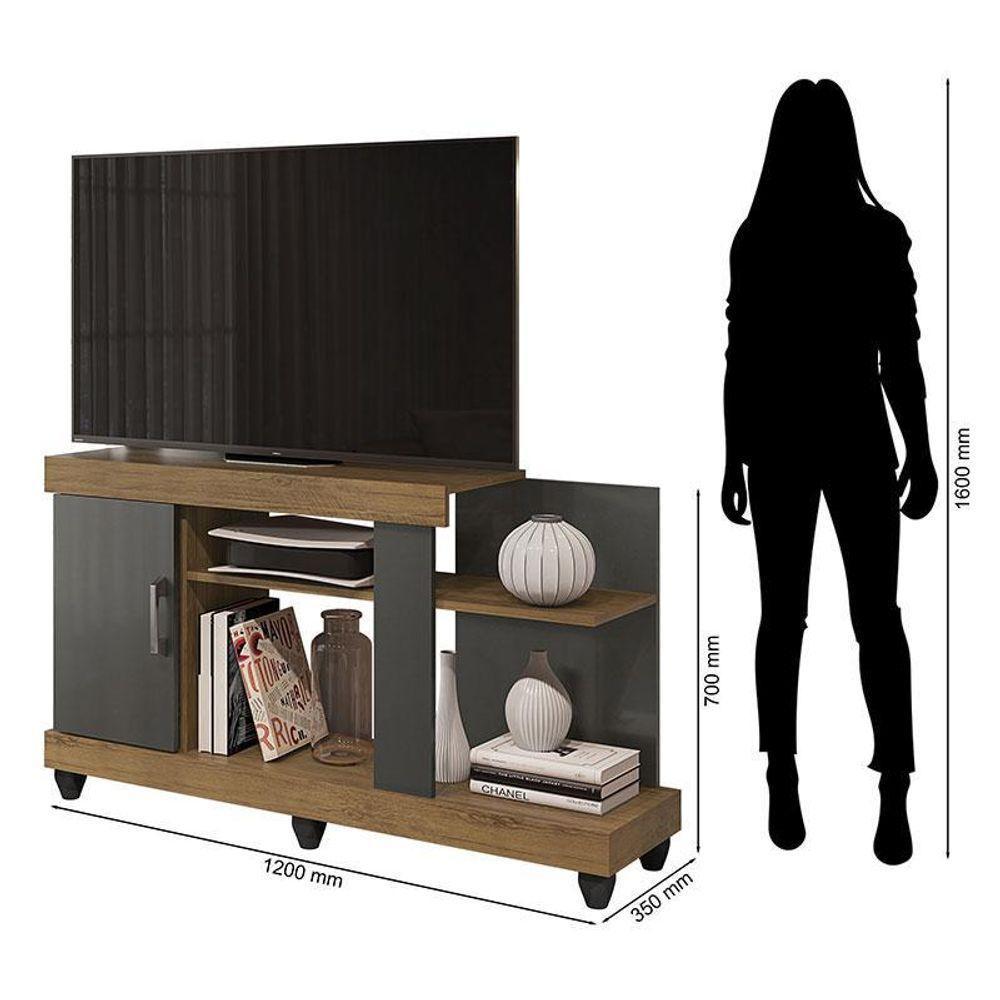 Rack Bancada Para Sala Canadá Freijó Grafite Perolizado - Móveis Leão - 2