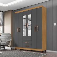 Guarda Roupa Casal Ambiente Mogi Com Espelho 6 Portas Carvalho Americano Grafite - Incorplac - 1