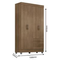 Guarda Roupa Solteiro Lite 4 Portas Carvalho Oak - Móveis Leão - 2