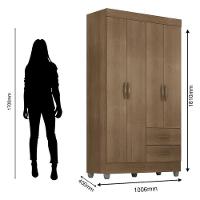 Guarda Roupa Solteiro Lite 4 Portas Carvalho Oak - Móveis Leão - 3