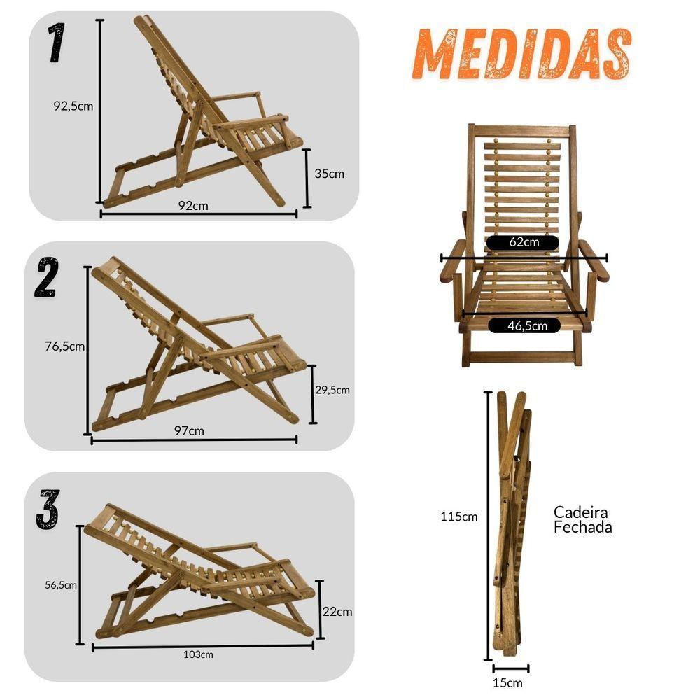 Espreguiçadeira De Madeira E Fios De Aço Maju Madeiral - 2