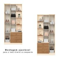 Armário Multiuso Doha Com Espelho 2 Portas 3 Gavetas Off White Nature - Henn - 2