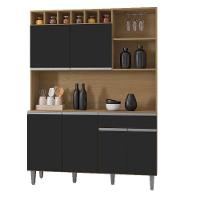 Armário Para Cozinha Kit Alice Amendoa Preto - Ajl - 1