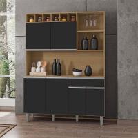 Armário Para Cozinha Kit Alice Amendoa Preto - Ajl - 2