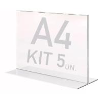 Display Expositor T A4 21x30cm Horizontal Acrílico Ps 5 Pçs - 1