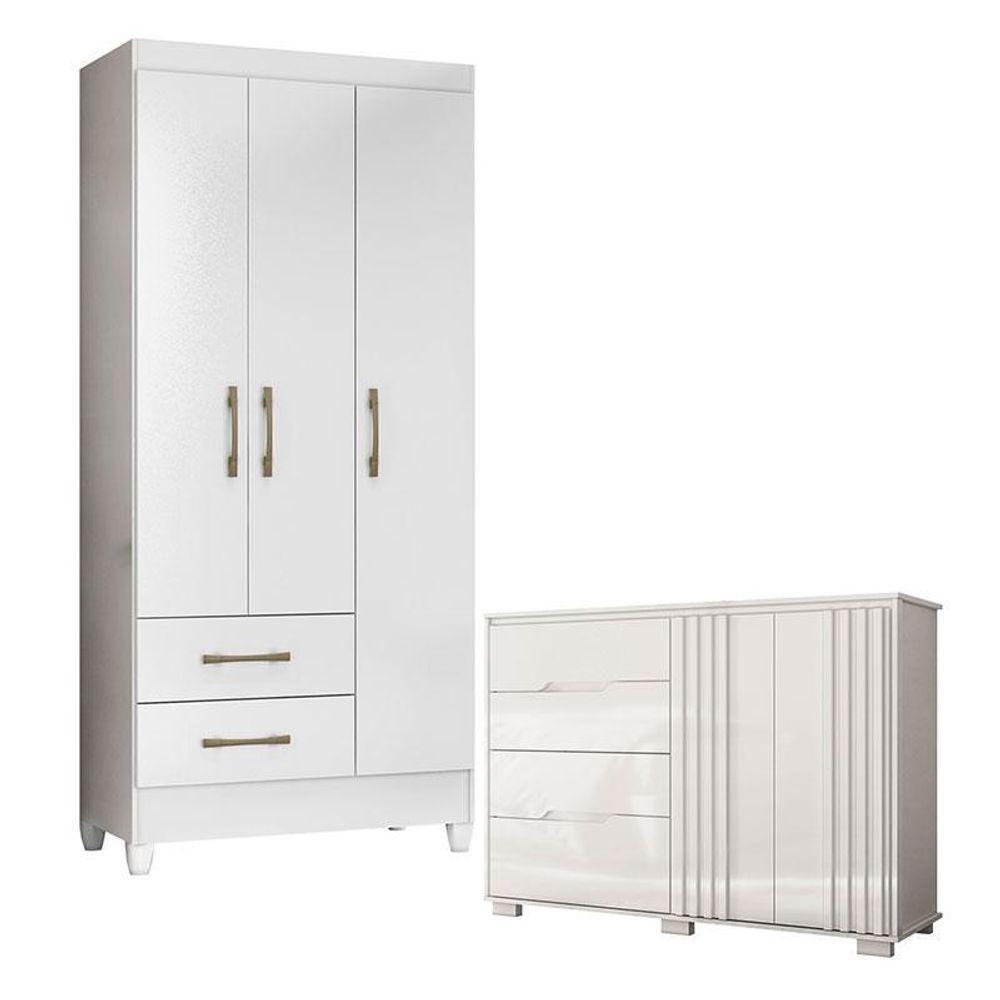 Guarda Roupa Infantil Lima E Cômoda Texas Branco Flex – Moval - 1