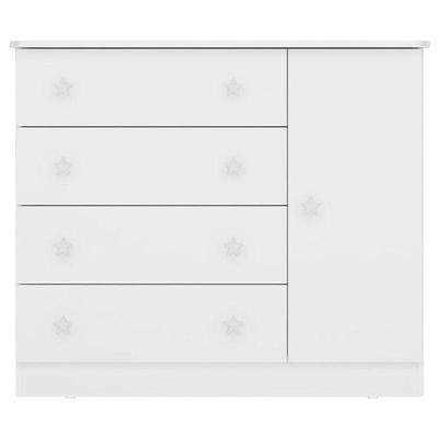 Cômoda Infantil Doce Sonho 2561 4 Gavetas MDF com Puxador Estrela Branco Brilhante