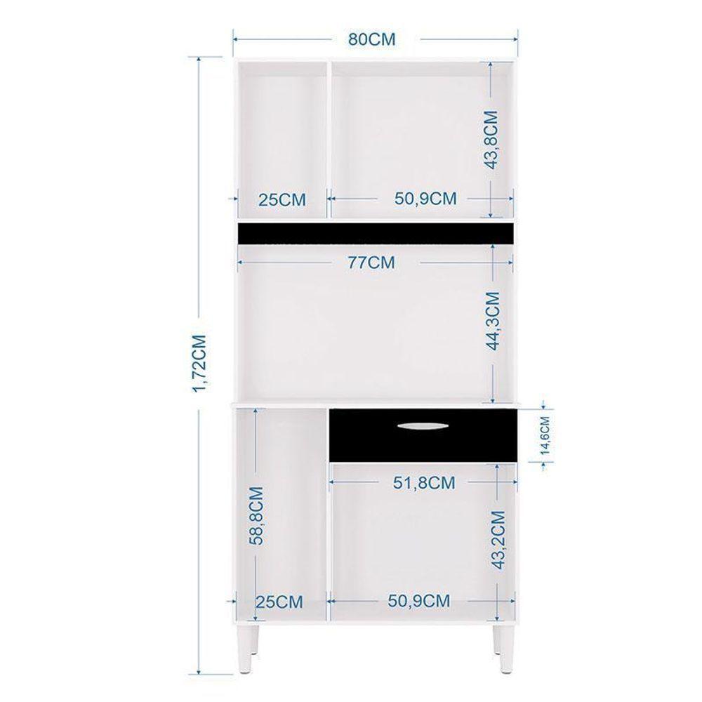 Cozinha Ambiente Kit Cassia 6 Portas Branco Preto - Poquema - 3