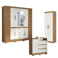 Guarda Roupa Casal Nápole 2045149 E Armário Multiuso 2000191 E Cômoda 2014143 Atacama Off White - Aramóveis - 1