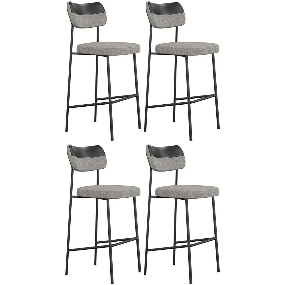 Banqueta Alta Bar Estofada Kit 4 Milli Linho Cinza/preto A14 - Mpozenato - 1