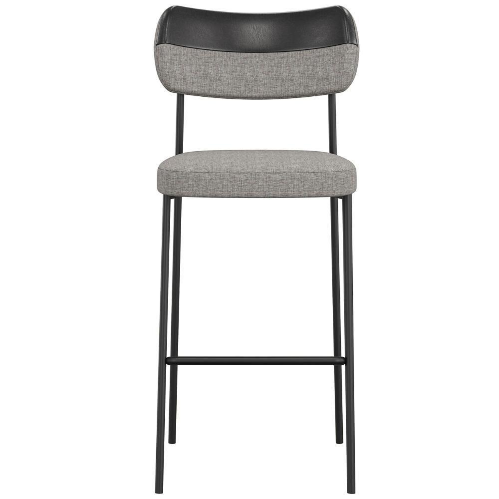 Banqueta Alta Bar Estofada Kit 4 Milli Linho Cinza/preto A14 - Mpozenato - 4