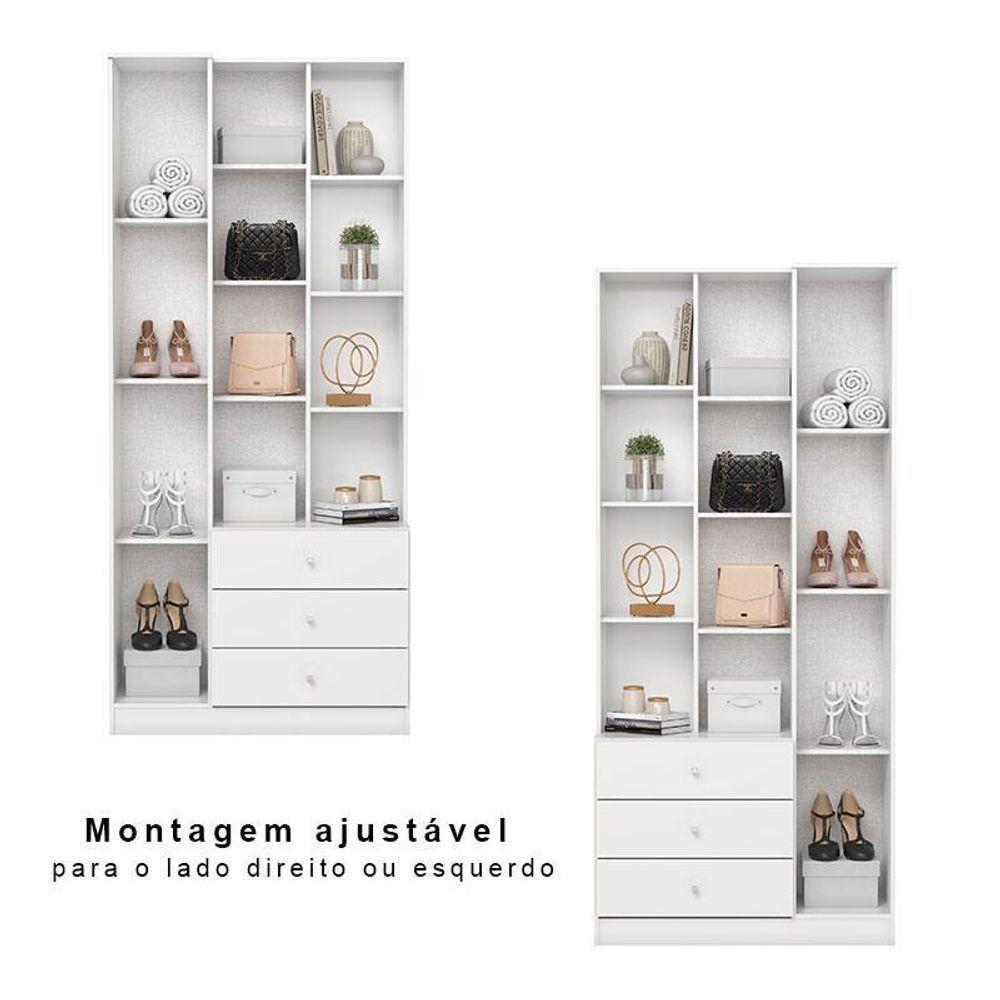 Armário Multiuso Doha Ambiente Com Espelho 2 Portas 3 Gavetas Branco Fosco - Henn - 2