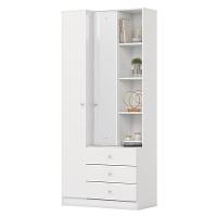 Armário Multiuso Doha Ambiente Com Espelho 2 Portas 3 Gavetas Branco Fosco - Henn - 7