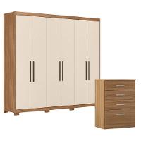 Cômoda Astral E Guarda Roupa Casal Venice 62580pe Amendola Touch Off White Com Pés - Demóbile - 1