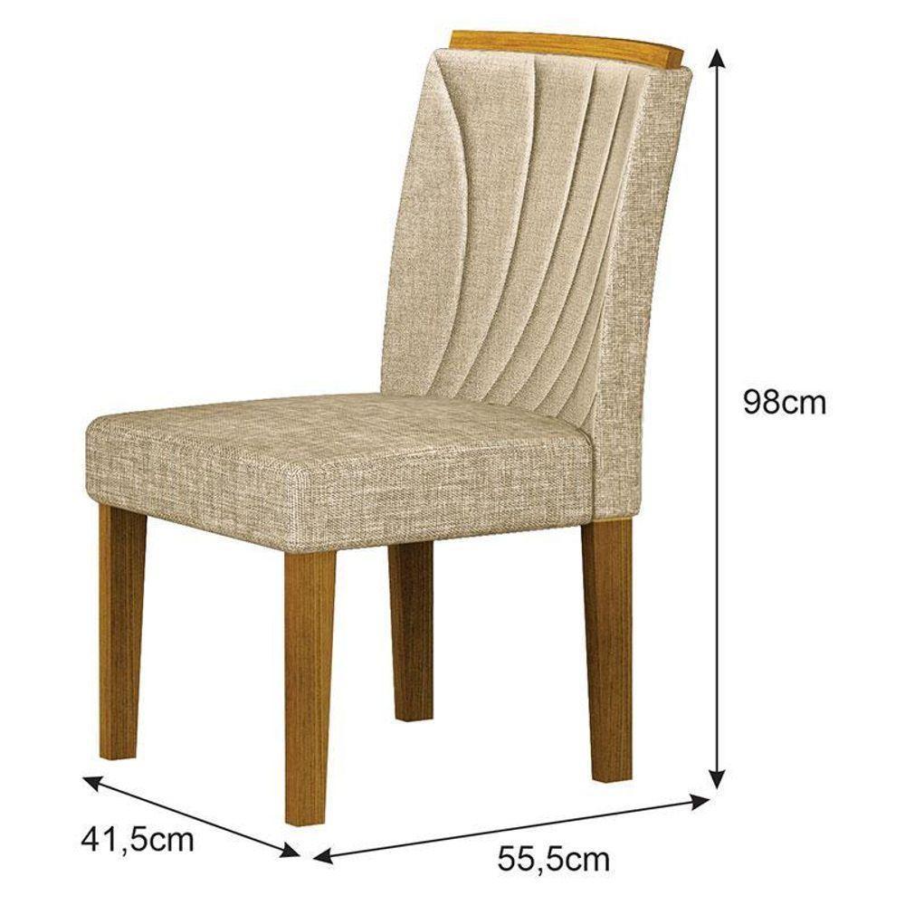 Cadeira Para Mesa De Jantar Lorena Plus Mdf Kit 2 Peças Freijó Linho Palha - Leifer Móveis - 2