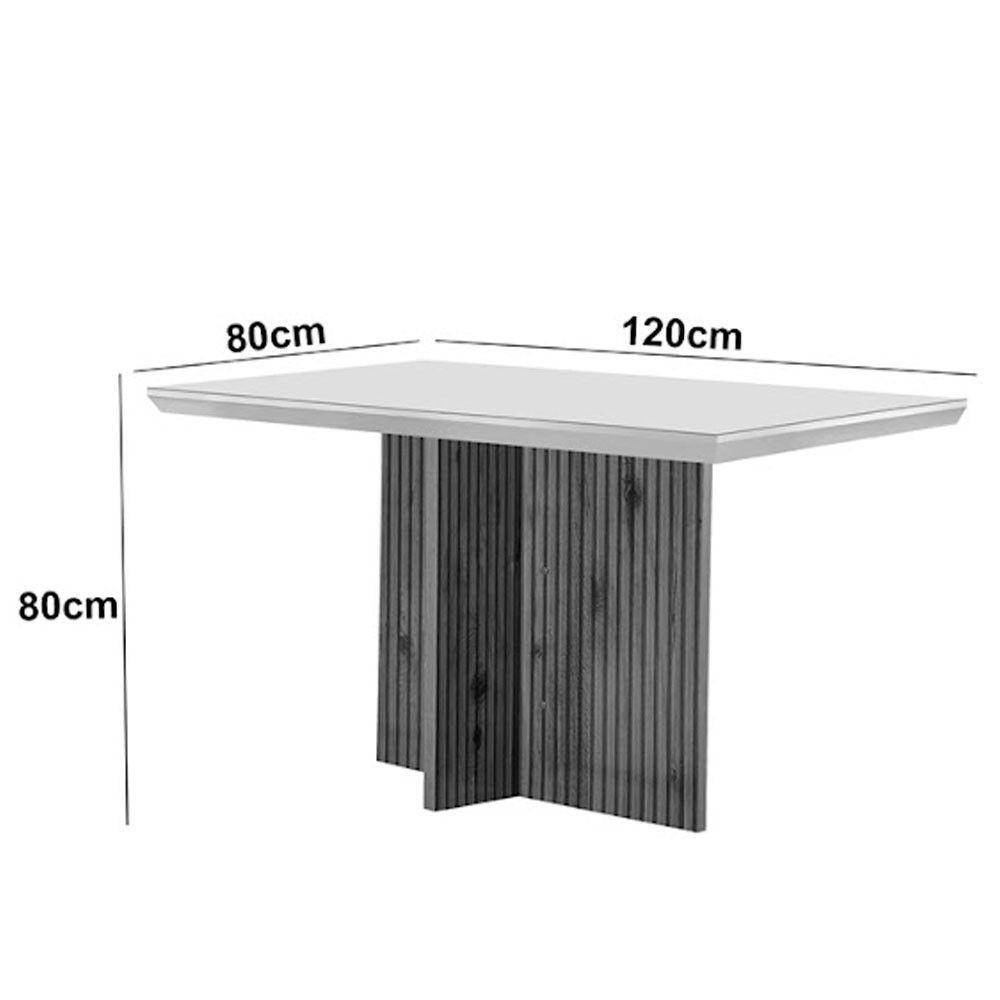 Sala De Jantar Mesa Olimpia 120 Mdf Vidro Canto Reto Com 4 Cadeiras Turim/off White/imbuia Ripado - 5