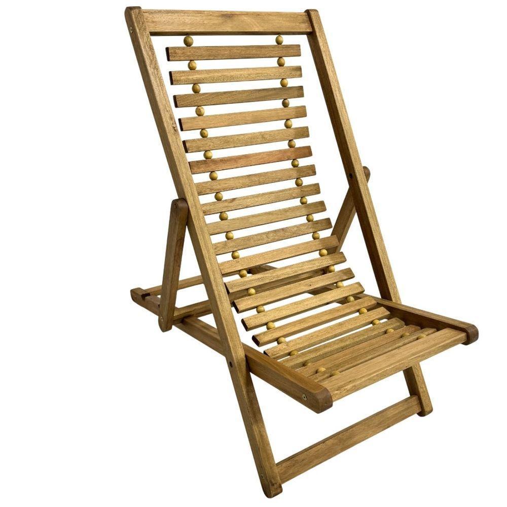 Espreguiçadeira De Madeira E Fios De Aço Maju - Sem Braços Madeiral - 5