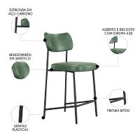 Banqueta Cozinha Média Kit 2 Milli Sintético Verde A14 - Mpozenato - 3