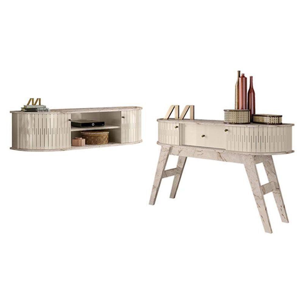 Rack Bancada Suspensa Modena Com Aparador Estoril Calacata Off White – Madetec - 1