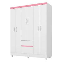 Guarda Roupa Infantil Flash 2 Branco Rosa Flex – Demóbile - 1