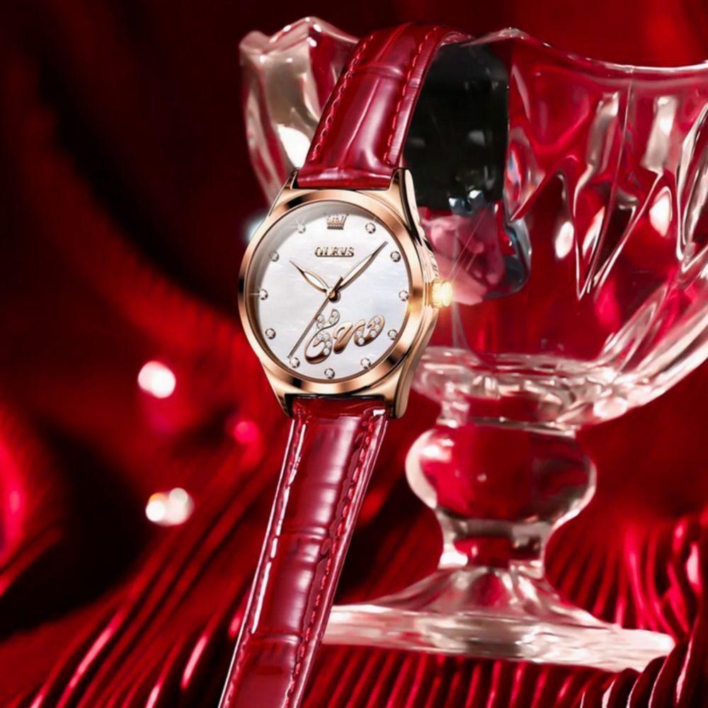 Relógio Feminino Intense Com Strass De Quartzo Impermeável 30m Branco Vermelho - 3