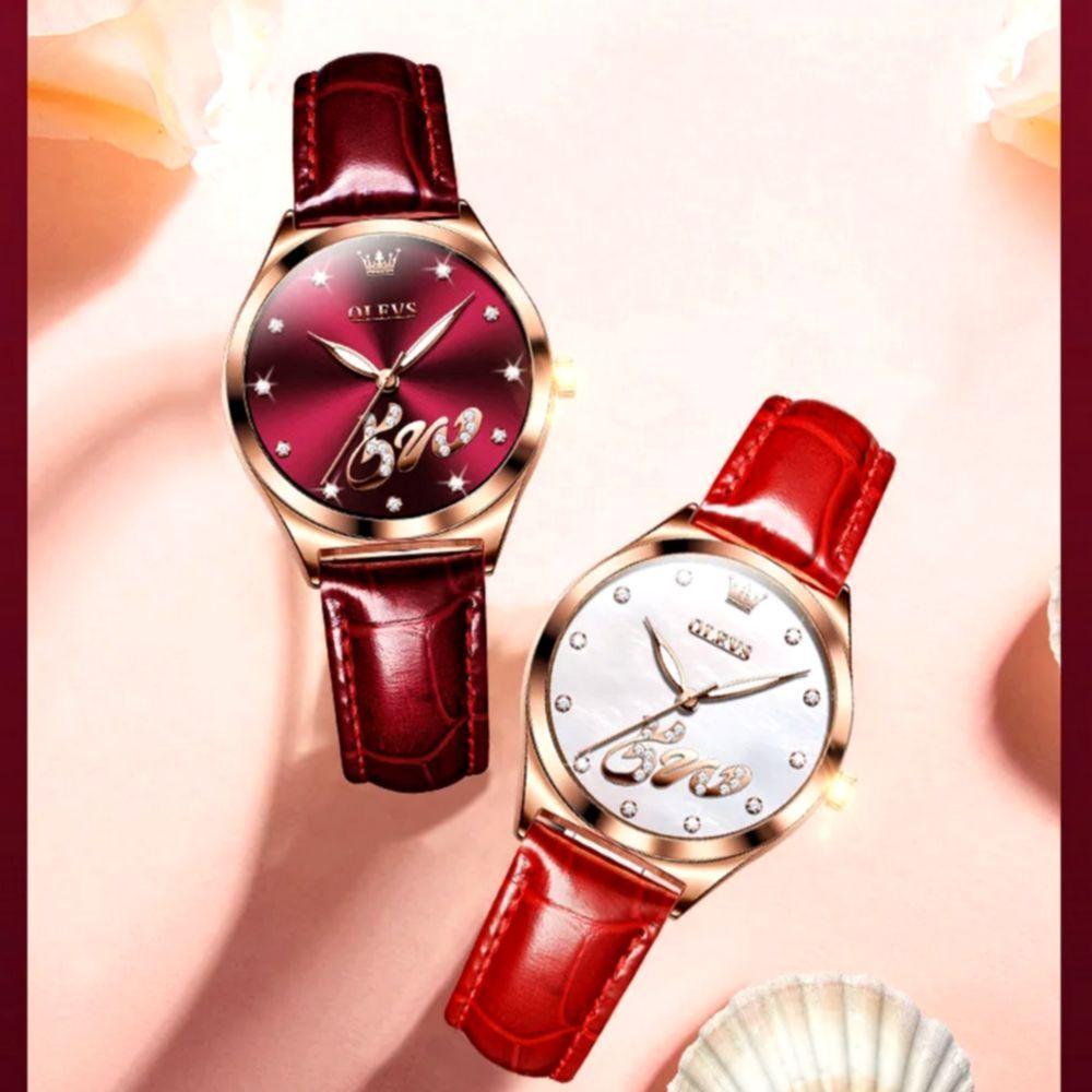 Relógio Feminino Intense Com Strass De Quartzo Impermeável 30m Branco Vermelho - 5