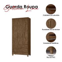 Guarda Roupa Solteiro Lima E Cômoda Vênus Com Pés Castanho Wood Flex – Moval - 3