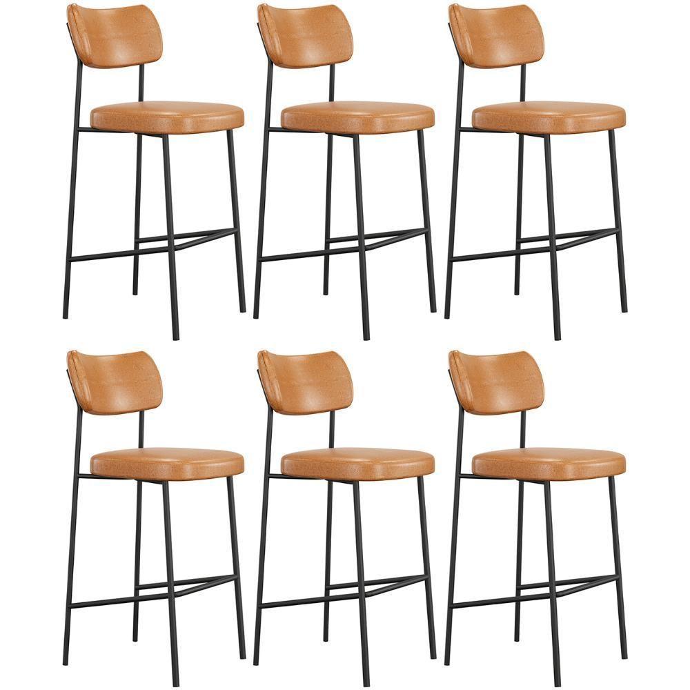 Banqueta Alta Bar Estofada Kit 6 Milli Sintético Caramelo A14 - Mpozenato - 1