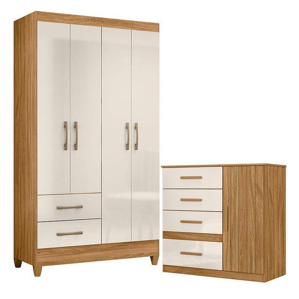 Guarda Roupa Solteiro Chile E Cômoda Vênus Freijó Off White – Moval - 1