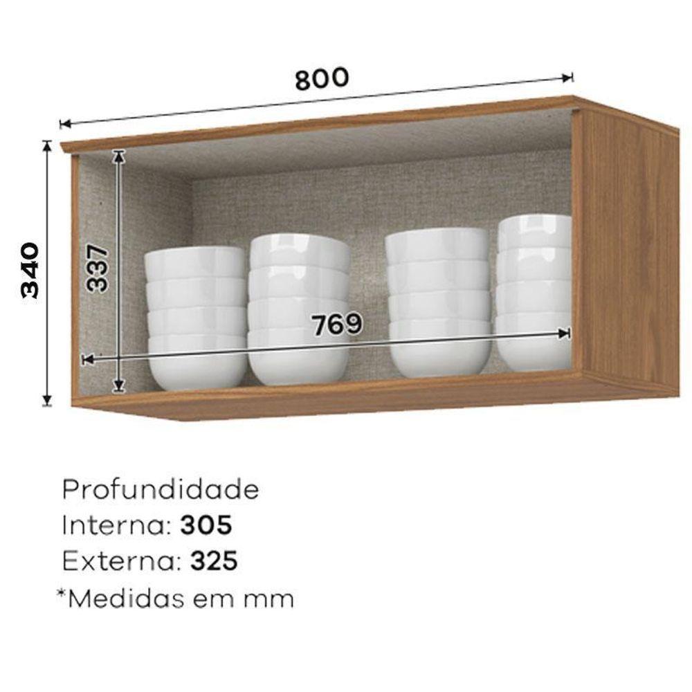 Armário Aéreo 1 Porta Basculante 80 Cm Requinte Nature – Henn - 1