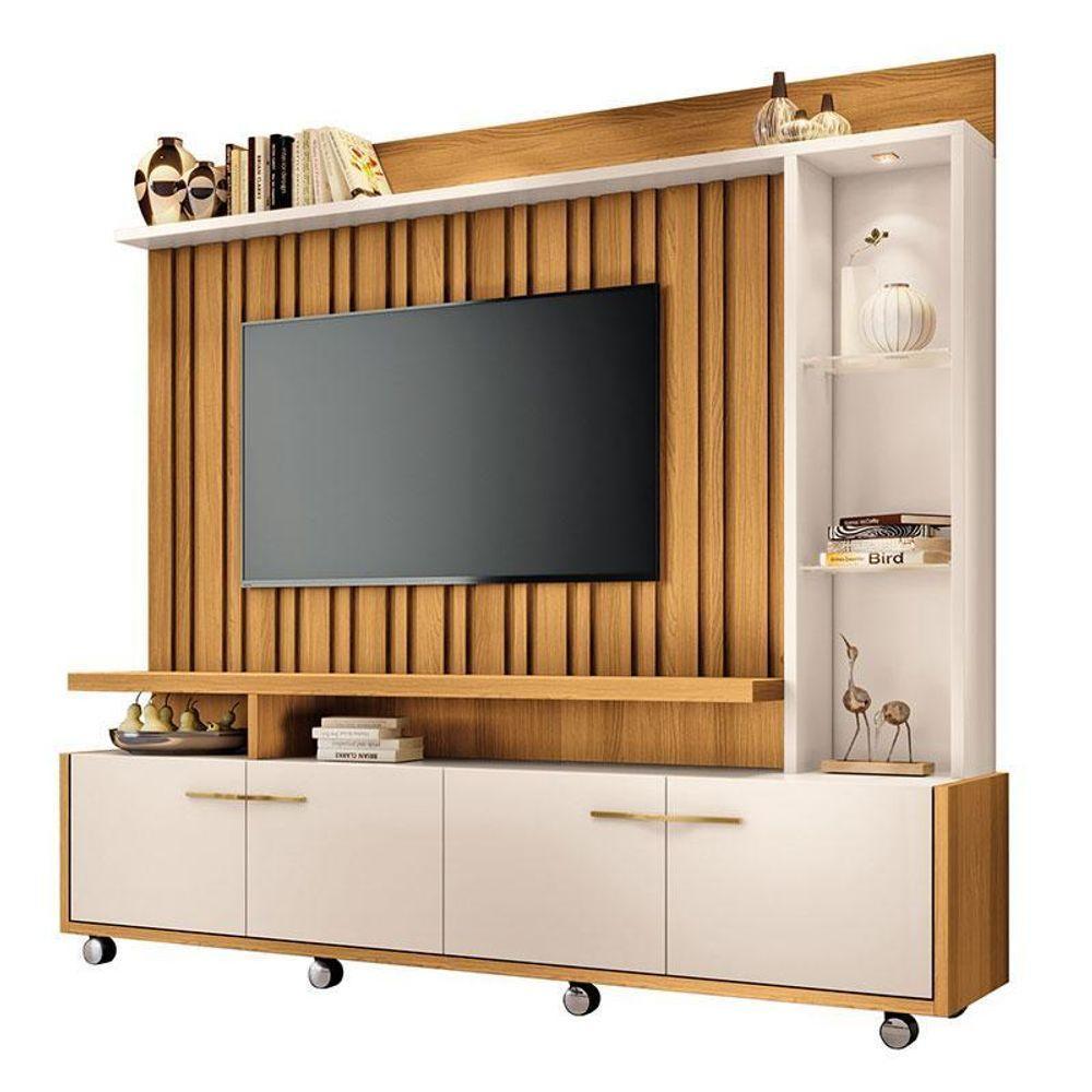 Estante Home Theater Titan Cinamomo Off White - Hb Móveis - 1