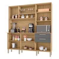 Cozinha Ambiente Ferrara 6 Portas E 2 Gavetas Freijó Gris - Kits Paraná - 3