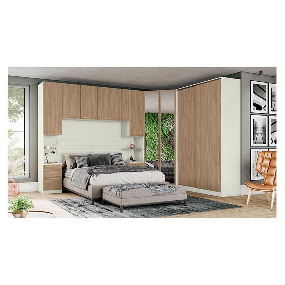 Quarto Modulado Casal Ambiente 5 Seletto 5 Peças Areia Jequitibá - Henn - 3