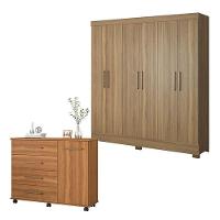 Cômoda Flora E Guarda Roupa Casal Prático Amêndola Touch - Demóbile - 1