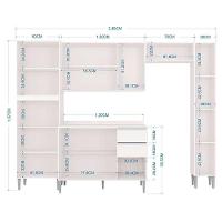 Cozinha Aline Balcão Com Tampo E Paneleiro Branco - Poquema - 3