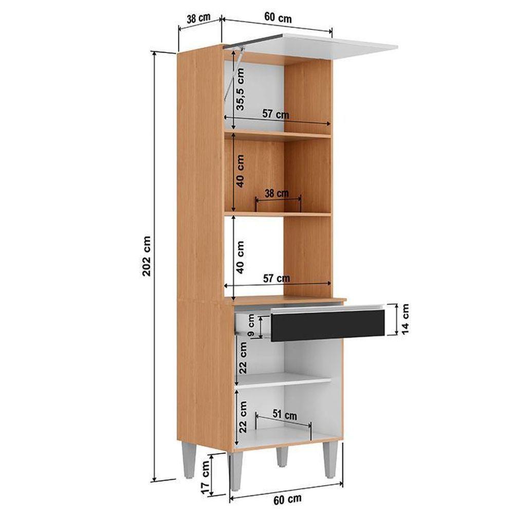 Armário Paneleiro Torre Quente 2 Fornos Andréia Amêndoa Preto - Ajl - 2