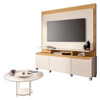 Estante Home Theater Quantum Off White Cinamomo E Mesa De Centro Sky Com Tampo De Vidro Off White – Hb Móveis - 1