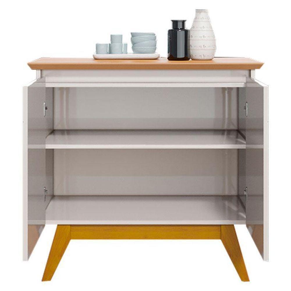 Aparador Para Sala Buffet Classic 2 Portas Off White Nature - Imcal - 4