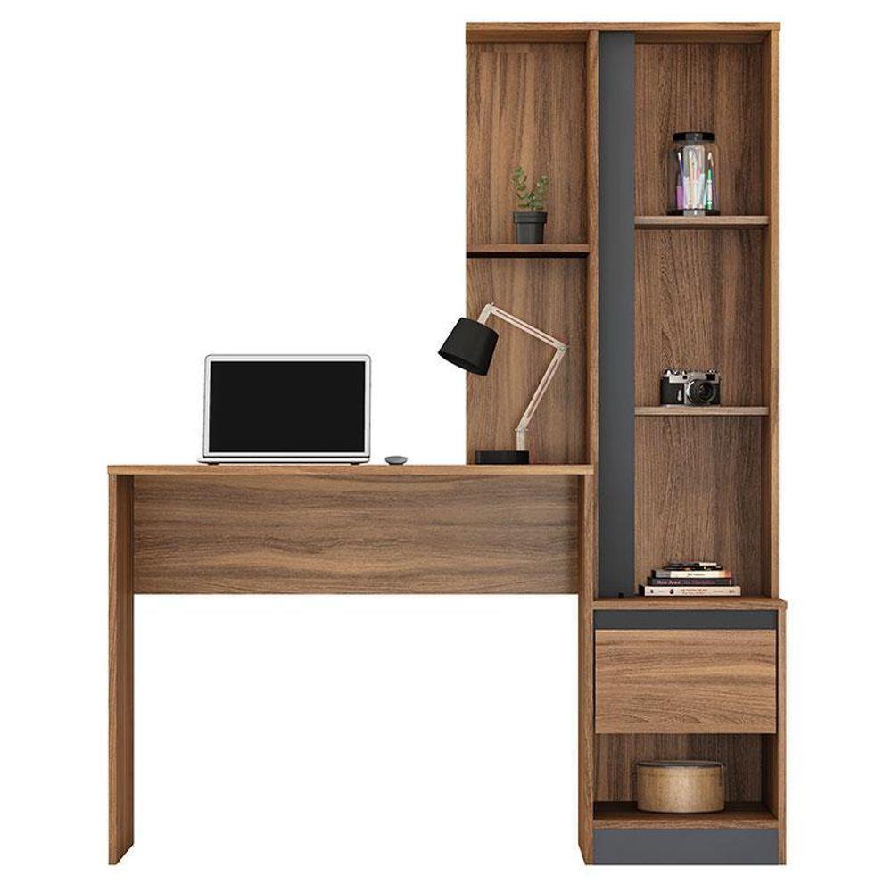 Escrivaninha Com Armário Morada Amêndola Grafito – Demóbile - 3